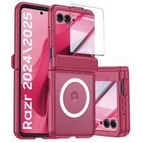 Skirta Motorola Razr 2024/2025/2026 su magnetine galia, plonas dizainas, ekrano apsauga, vyrių apsauga, matinis smūgiams atsparus apsauginis telefono dėklas - Juodas mėlyna
