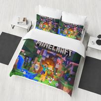 M-Minecraft 100% Poliesteris Anime Spausdinimo Patalynės Komplektas Antklodės Užvalkalas Karališko Dydžio Medvilninis Mielas Spausdintas Animacinis Antklodės Užvalkalas EU Single(135*200cm)3pcs gray