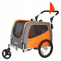 Šunų vežimėlis dviračiui, 30 kg, sulankstomas, oranžinis/pilkas