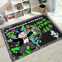 Turtingas animacinis Monopoly dolerių žaidimo pinigų kilimėlis miegamajam, svetainei, sofai, namų prieangio dekoracija, didelis neslystantis vaikų žaidimų grindų kilimėlis 40x60cm( 15x23in ) gray