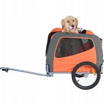 Šunų priekaba dviračiui VEVOR, sulankstoma, oranžinė/pilka, 30 kg, su ratais ir jungtimi