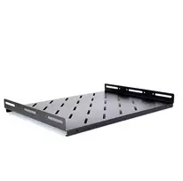 RACKTEL RL-P600S 1U fiksuota lentyna 19 colių stovui, 600 mm gylio, juoda (RAL 9004), 50 kg talpa