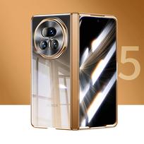 „Honor Magic V5“ telefono dėklas, prabangus galvanizavimas, skaidrus ir atsparus dėmėms, itin plonas ir nematomas apsauginis dėklas – oranžinis oranžinė