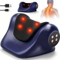 Kaklo masažo pagalvė su ergonomiška trauka ir vibracija, skirta stuburui