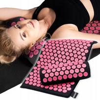 Akupresūrinis kilimėlis su pagalvėle DrFit, 75 cm, rožinės adatos
