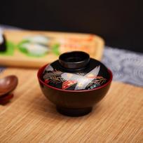 Sriubos indelis Miso sriubos dubenėlis su dangteliu Sriubos dubenėlis su dangteliu Japoniškas gėlių dubenėlis Stalo reikmenys 1 black