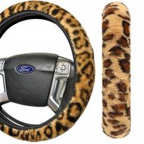 Automobilio vairas aptraukimas PANTERKA, 36–38 cm, kailinis
