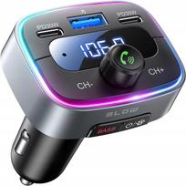 FM siųstuvas su Bluetooth, USB, Type-C PD 60W, RGB LED, MP3 grotuvas