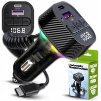 FM siųstuvas su Bluetooth, automobilinis įkroviklis 30W, BT 5.3, QC3.0, USB-C laidu