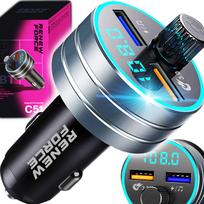 Automobilinis FM Bluetooth siųstuvas su MP3 grotuvu ir QC 3.0 greitu krovikliu, 24 W