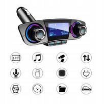 Automobilinis Bluetooth FM siųstuvas, kroviklis su USB ir voltmetru