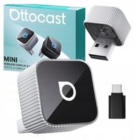 Automobilinis adapteris Ottocast CA88-T2 Mini Cube CarPlay, Bluetooth, sidabrinis