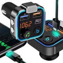 Bluetooth FM siųstuvas su MP3, greituoju įkrovimu, 3 USB, RGB LED, QC 3.0