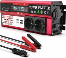 Automobilinis įtampos keitiklis su LCD ekranu, 12V/230V, 1000W/2000W, 4 USB lizdai