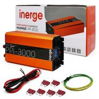 Įtampos keitiklis MAXIMUS 12V į 230V, 3000VA, 1500W, grynos sinusoidės, USB QC, LCD ekranas