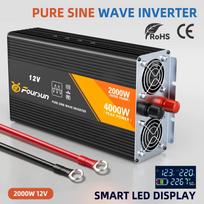 Įtampos keitiklis Foursun 2000W 12V į 220V, grynoji sinusinė banga, EU lizdas