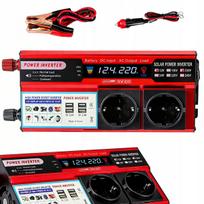 Automobilinis įtampos keitiklis 12V į 230V, 2000W, su LCD ekranu ir 4 USB lizdais