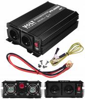 Keitiklis TIR 24V į 230V, 1300W/2600W, modifikuota sinusinė banga, tinka šildytuvams ir kompiuteriams
