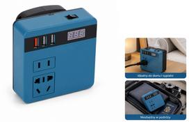 Įtampos keitiklis 21V į 220V su LCD ekranu ir 3 USB jungtimis