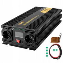 Įtampos keitiklis 12V/230V 2500W, grynos sinusoidės, LCD ekranas, nuotolinio valdymo pultas, 5000W impulsinė galia
