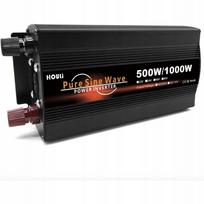 Įtampos keitiklis HOULI 12 V į 230 V, 500 W / 1000 W, grynos sinusinės bangos
