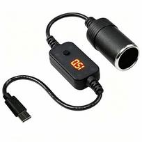 Automobilinis USB C adapteris, 12V įtampos keitiklis su voltmetru
