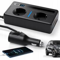 Automobilinis keitiklis 12V į 220V, 300W, su 2 AC lizdais ir USB-C PD