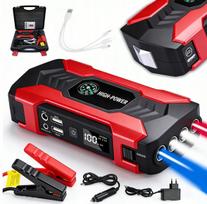 Automobilio starteris 28000mAh išorinė baterija su gnybtais ir 3 viename USB laidu
