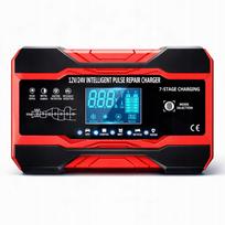 Baterijų įkroviklis su LCD ekranu, 12V/24V, 10A, remonto funkcija