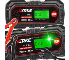 Akumuliatoriaus įkroviklis su LCD, 6V/12V, 4A, automobiliams ir motociklams