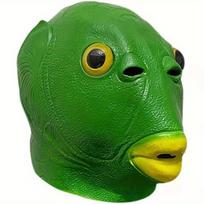 1pc Funky Green Fish Head Mask, Silica Gel Novelty Animal Costume Accessory | Unisex Meme Themed Prank Prop for Parties green