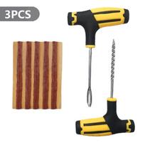 Car Tire Repair Kit Puncture Plug Tools Tyre Puncture Emergency for Tire Strips Stirring Glue Repair Tool Kit Car Accessories 3pcs beige
