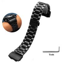 Stainless Steel Watchbands Adapter for CASIO G-Shock Modified GG-1000/GWG GSG-100 Men's Black Bracelet Strap Watch Chain 24mm black