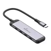 MEDIARANGE MRCS512 USB-C 4 prievadų šakotuvas - 3x USB-C 3.2 Gen 1 + 1x PD 100W, sidabrinis