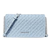 MICHAEL KORS Jet Set Travel Silver Metal Hardware Magnetic Closure Faux Leather Crossbody Bag Women's Blue mėlyna