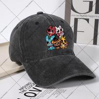FNAF Washed Vintage Baseball Cap Five Nights At Freddys Women Unisex Fashion Cotton Hats Cartoon Anime Graphic Print Hat Party Gift gray