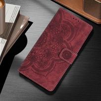 Leather Wallet Flip Phone Case For IPhone 17 Air 16e 16 15 14 13 12 Mini 11 Pro XS Max 8 7 Plus Cover | Embossed Mandala Flower iPhone SE (2022) raudona