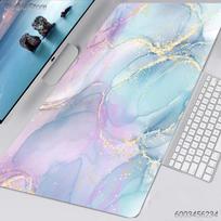 Pastelinės marmuro spalvos didelis pelės kilimėlis Estetiškas skystosios dailės stalo kilimėlis su aukso apvadu Neslystantis guminis pagrindas žaidėjams Biurui 30x80x0.2cm gray