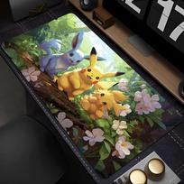 Pelės kilimėlis Pokemon Pikachu Kompiuterio Nešiojamojo kompiuterio Anime Klaviatūros Pelės kilimėlis XXL Didelis pelės kilimėlis Klaviatūrų kilimėlis Žaidėjams Dekoras Stalo kilimėlis 30x80x0.2cm beige