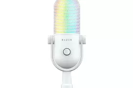 RAZER Seiren V3 Chroma 32 bit DSP USB kondensatorinis mikrofonas su RGB apšvietimu - Baltas
