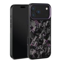 Prabangus metalinis rėmelis, didelės tekstūros, atsparus smūgiams kameros apsaugas, anglies pluošto telefono dėklas, skirtas iPhone 17 16 Pro Max, 17 Air For iPhone17 Air violetinė