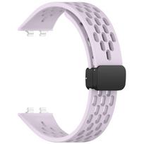 Silicone Magnetic Buckle Strap+Connector For Huawei Band 11/11 Pro NFC Soft Band Sports Bracelet Loop smart watch accessories Huawei 11 11 Pro šviesiai violetinė spalva