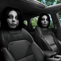 2 vnt. tamprios Helovino automobilio galvos atramos užvalkalai Automobilio interjero dekoravimo užvalkalas Transporto priemonės interjeras Style A black