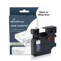 MediaRange D1 etikečių kasetė, skirta Dymo 43613/S0720780, 6mm x 7m, juoda ant baltos