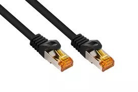 Kabelmeister Cat.7 S/FTP tinklo kabelis, RJ45, TPE apvalkalas, be halogenų, juodas, 0,25 m