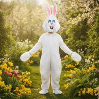 Kiškio kostiumas su galvos apdangalu, minkštas ir mielas pliušinis zuikio kostiumas vaikams, jauniems M Doll Rabbit white