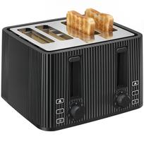 Toaster 4 Wide Slots 7 Browning Levels Defrost Reheat and Cancel Function Removable Tray Black 29.1 x 27.3 x 18.9 cm