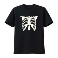 Unisexs Glowing Skeleton Rib Cage T Shirt Glow In The Dark Halloween Costume Vintage Slightly Designer Clothes Streetwear 4XL black