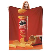 Pringles traškučiai Flanelinės antklodės Bulvių užkandis Juokingos pledinės antklodės namams 125*100cm Kilimo gabalas Size: 75*100cm, Weight: 280 GSM