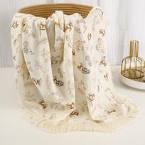 Cotton Muslin Baby Swaddle Blanket Tassel Receiving Blanket for Newborn Baby Items Bedding Swaddle Wrap Babies Stroller Cover 80X65cm beige